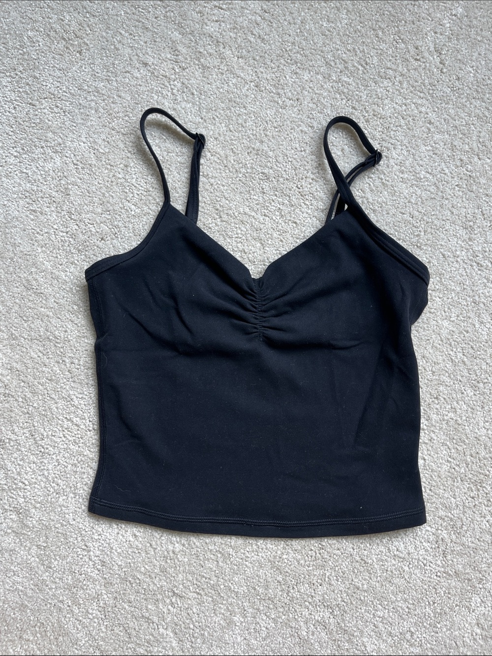Aritzia Black Ruched Front Tank Top